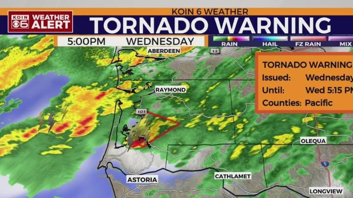 Tornado warning expires for parts of Pacific County in Washington
