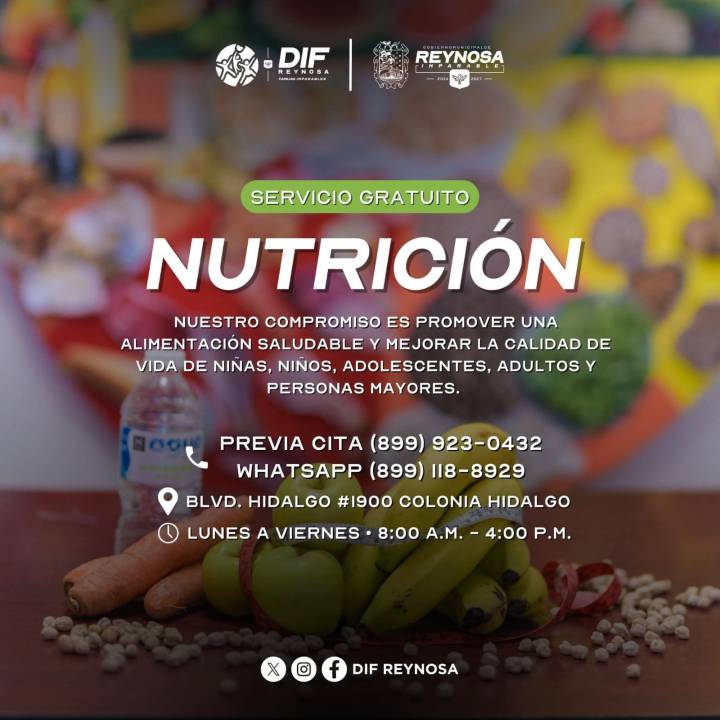 Ofrece DIF-Reynosa atención nutricional para fortalecer la salud de las familias