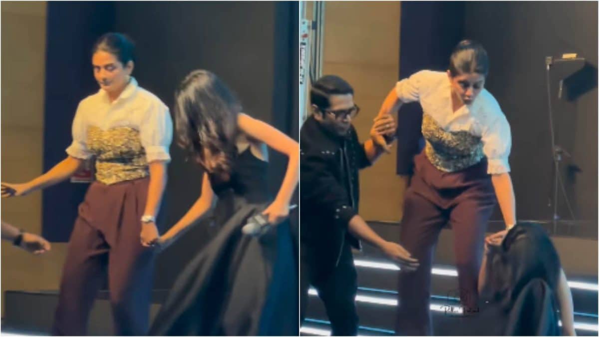 Ashlesha Thakur Falls Down Stairs At Family Man 3 Trailer Launch, Co
