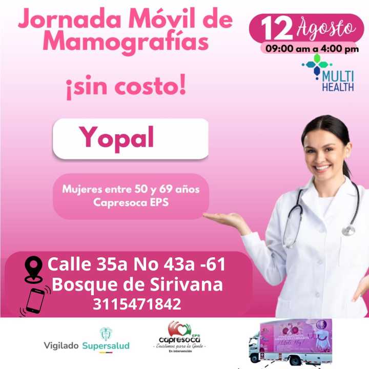 Unidad Móvil de Mamografías de Capresoca Eps, recorre Yopal