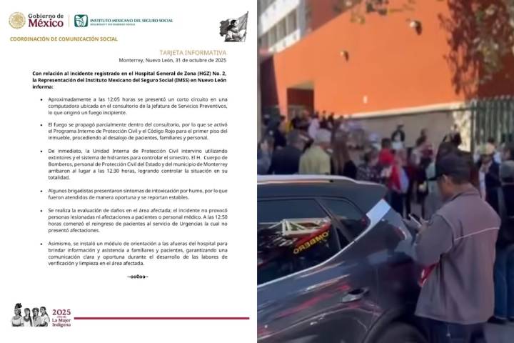 Corto circuito provoca incendio en la Clínica No. 2 del IMSS en Monterrey