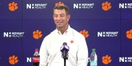 Clemson football head coach Dabo Swinney speaks on Hall of Fame induction