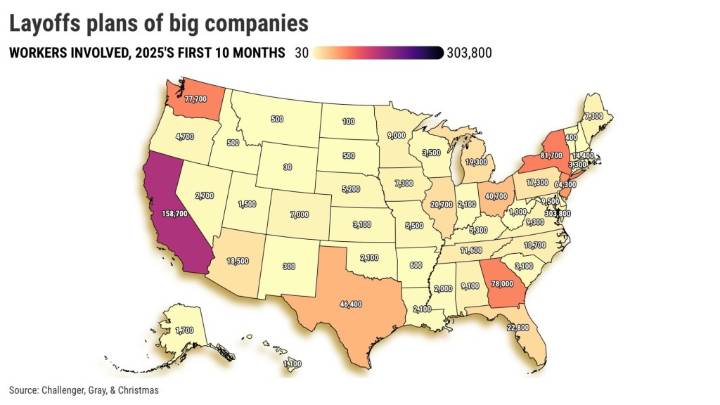 California layoff plans hit 158,700 workers, No. 2 in US