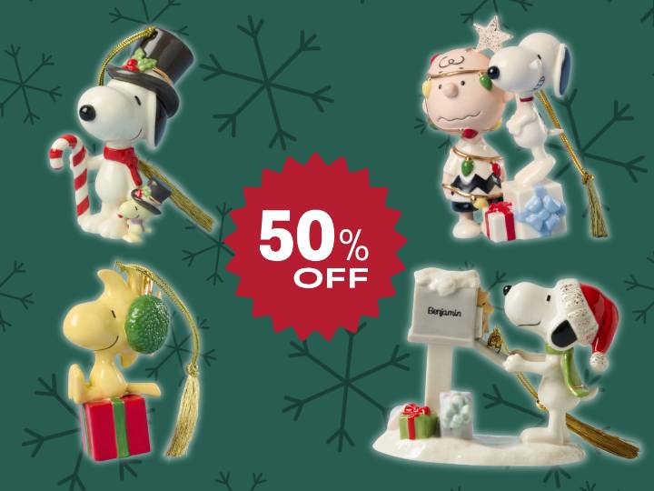 Lenox is offering up to 50% off its Peanuts collection, just in time for holiday decorating