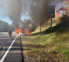 Car Bursts Into Flames On Merritt Parkway In Norwalk; See The Aftermath