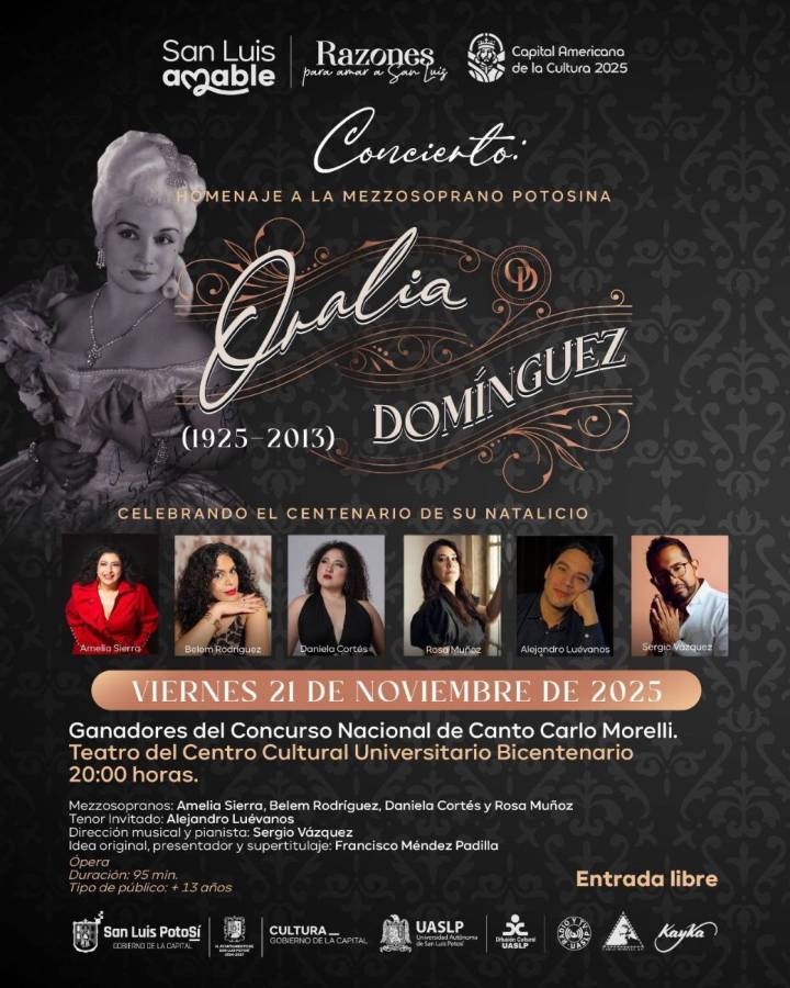 Gobierno de la Capital invita aConcierto Homenaje por Centenario del Natalicio de la Mezzosoprano Oralia Domínguez