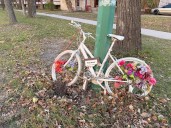 Ghost bike memorial for slain cyclist damaged in crash; advocates renew calls for safety upgrades
