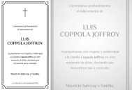 Esquela de Luis Coppola Joffroy, emitida por Mauricio Salicrup y familia
