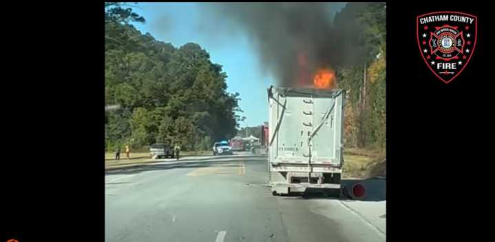 Tractor Trailer Fire in Chatham County