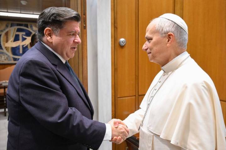 Illinois Governor JB Pritzker meets Pope Leo XIV in Vatican City