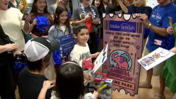 7-year-old boy rings bell at Broward Health, gets trip to Disney World after battle with leukemia
