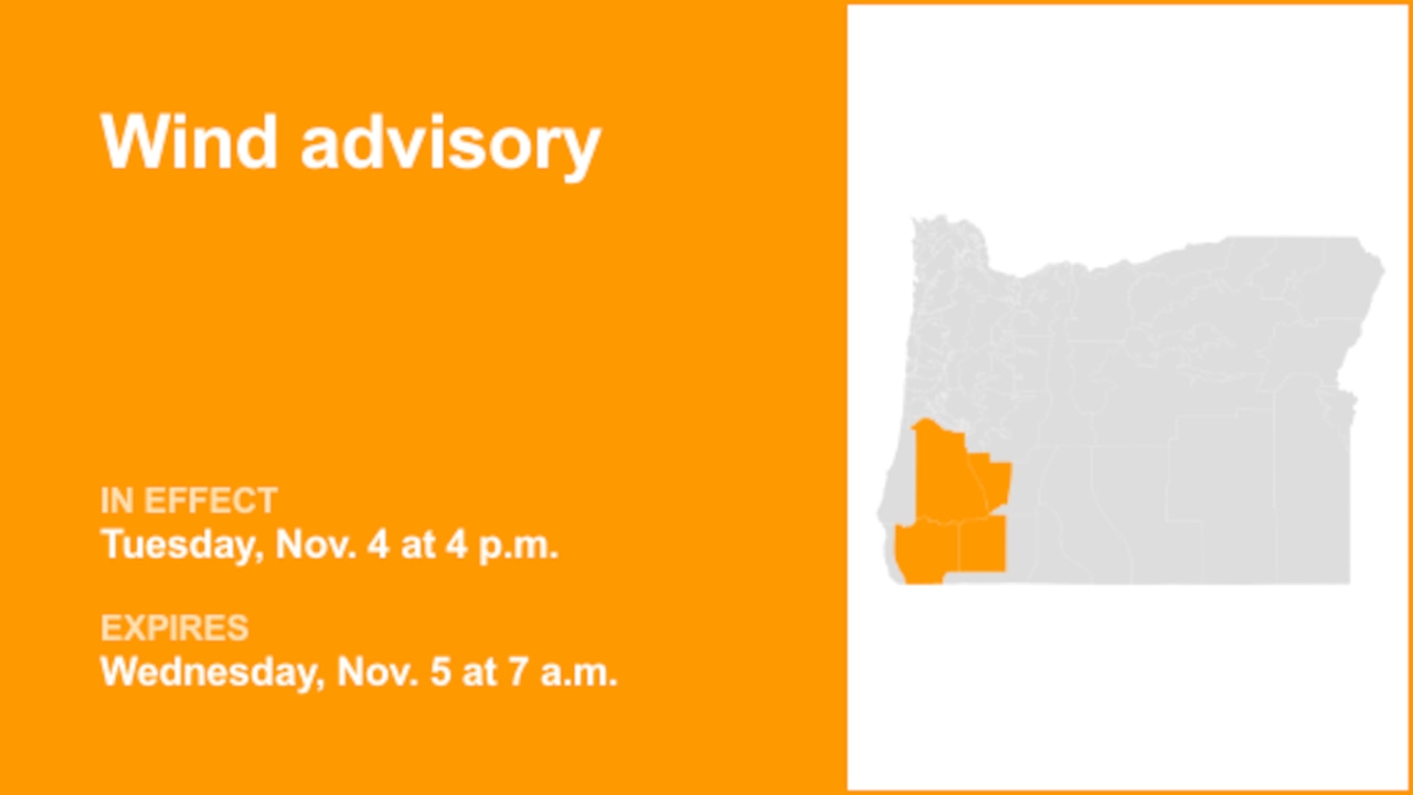 Wind advisory affecting S. Oregon Tuesday and Wednesday