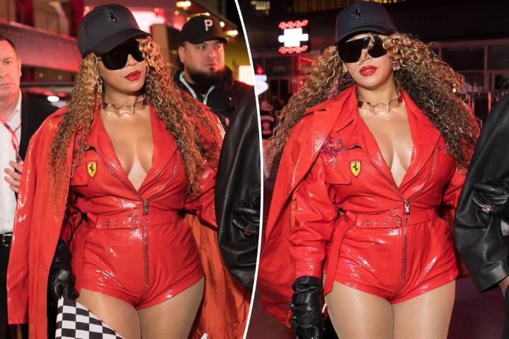 Beyoncé sizzles in red romper and heels at F1 Las Vegas Grand Prix with husband Jay