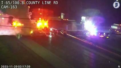 Car fire, semi crash closes I-65 on Indy's south side