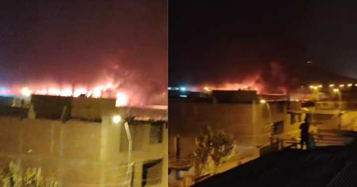 Incendio de gran magnitud consume almacén en Lurigancho-Chosica: bomberos aún no llegan al siniestro