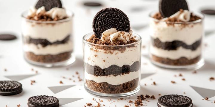 Receta de postre con galletas Oreo en vasito sin horno y listo en 5 minutos