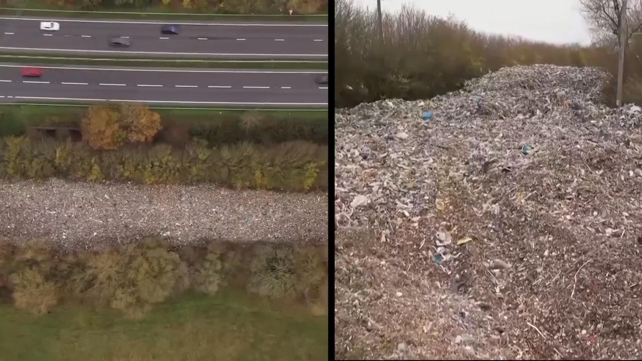 Hundreds of tons of waste illegally dumped in field in southern England