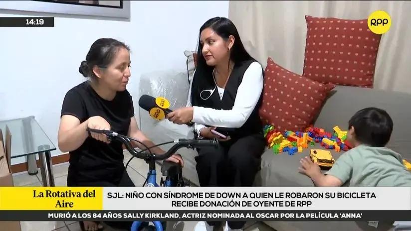 Niño con síndrome de down a quien le robaron su bicicleta recibe donación de oyente de RPP