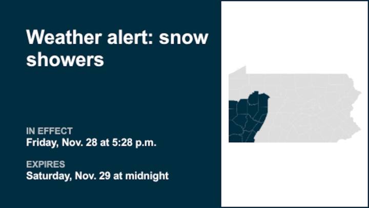 Prepare for snow showers in Southwest Pa. until early Saturday