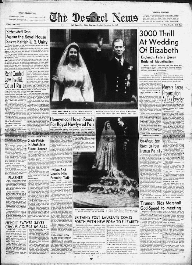 Deseret News archives: Nov. 20 a great day, and also a bad day, for Queen Elizabeth II