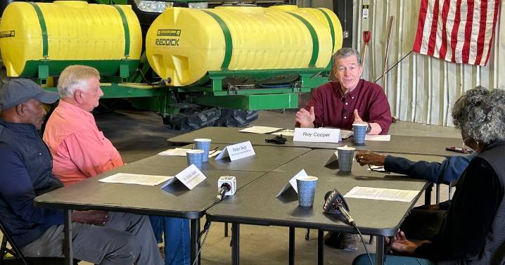 Cooper slams ‘erratic’ tariffs in Senate campaign stop at Wilson farm :: WRAL.com