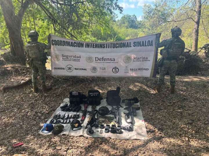 Semar asegura armas y equipo táctico en El Dorado, Sinaloa