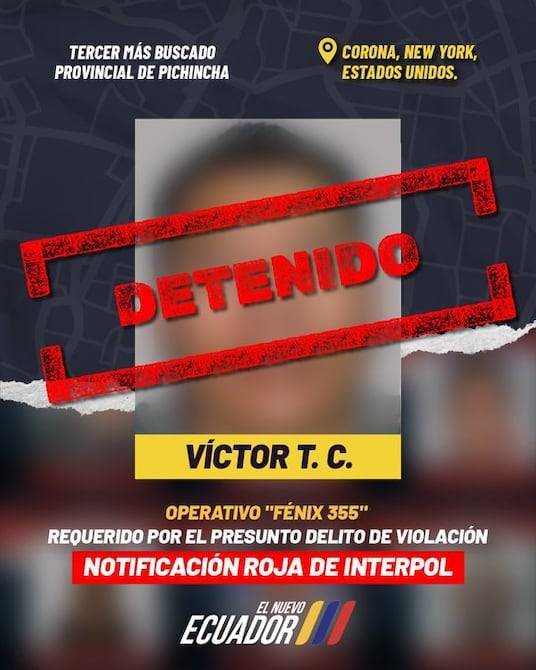 En Estados Unidos capturan al tercer más buscado de Pichincha