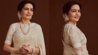 Nita Ambani Elevates Ivory Elegance In A Hand-Embroidered Abu Jani Sandeep Khosla Saree