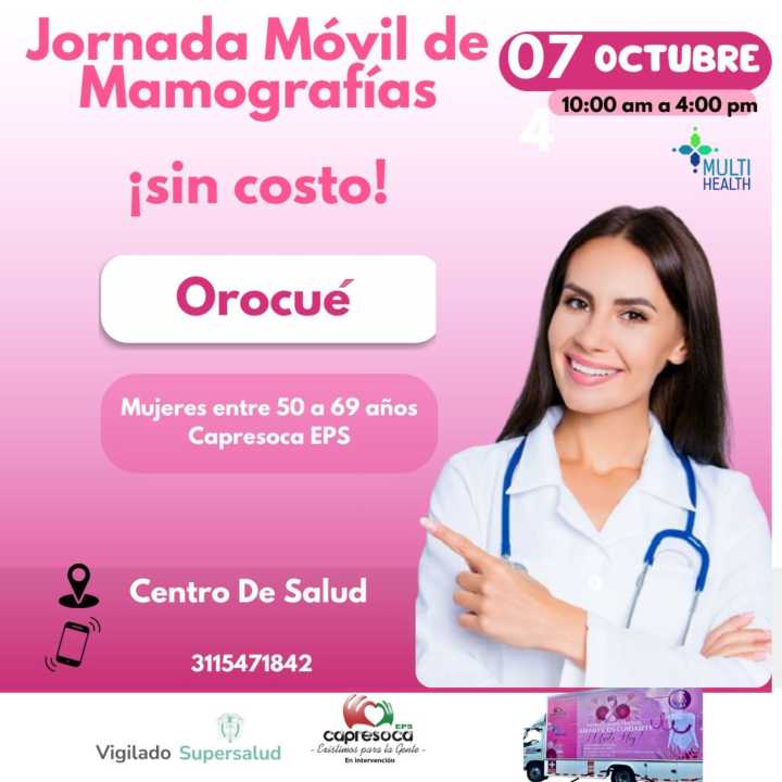 Capresoca EPS invita a las mujeres casanareñas a participar en la Jornada Móvil de Mamografías sin costo