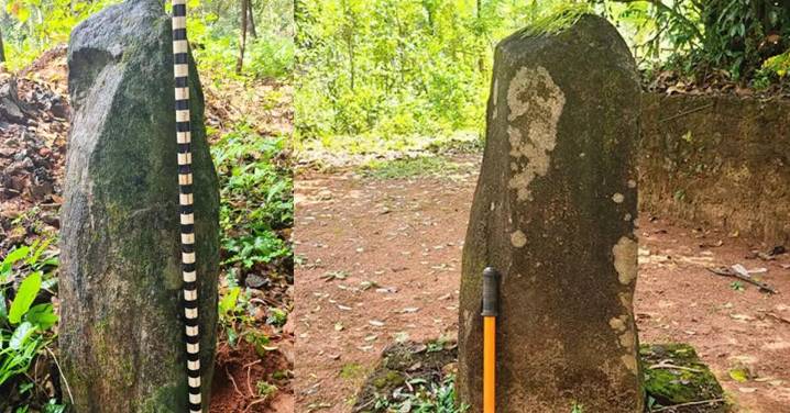 Kundapur: Two ancient standing stones (megalithic menhirs) discov...