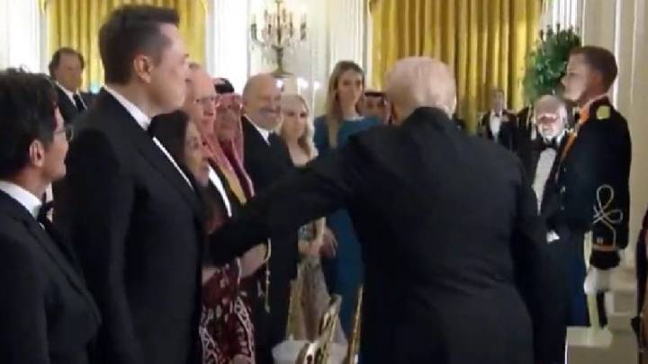 At White House Dinner For Saudi’s Salman, Donald Trump Greets Elon Musk With A Belly Pat