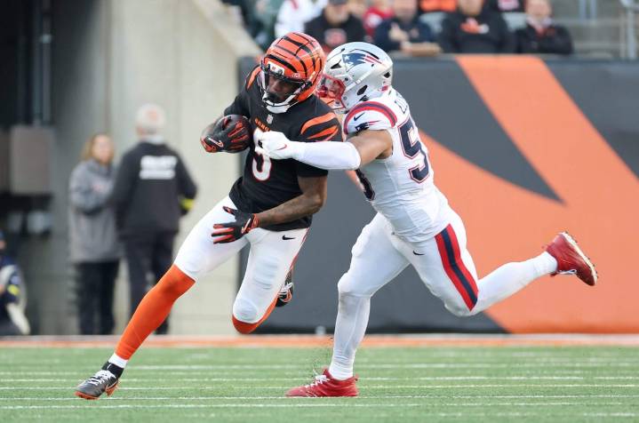 Bengals WR Tee Higgins carted off with concussion in fourth quarter vs. Patriots