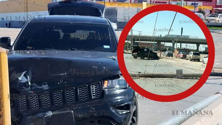 Hombre estrella brutalmente su camioneta contra poste y deja sin luz a la colonia Lomas del Río