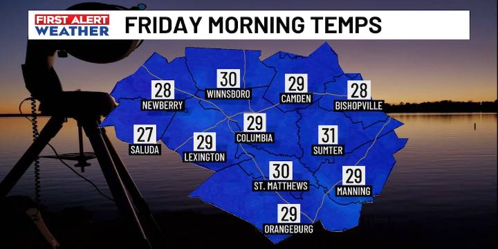 FIRST ALERT: Temperatures forecast to fall below freezing tonight