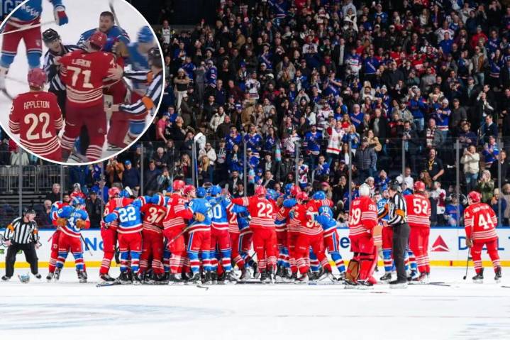 Rangers goalie sparks benches-clearing fight with Red Wings after loss