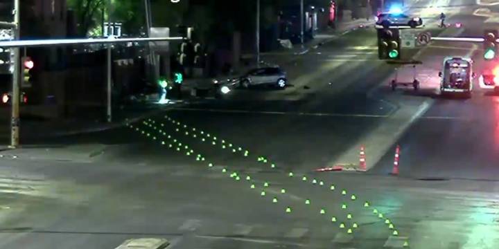 Deadly crash closes intersection in central Las Vegas