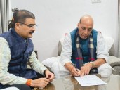 UP: Rajnath Singh fills out enumeration form for SIR in Lucknow