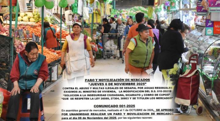 Mercados cerrarán en todo el Perú este 6 de noviembre por paro nacional, confirman comerciantes