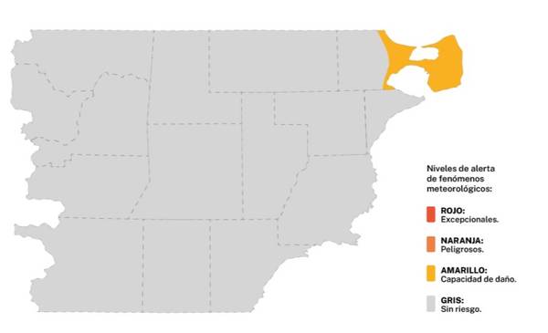 Alerta amarilla por tormentas para la tarde del miércoles en la costa de Biedma