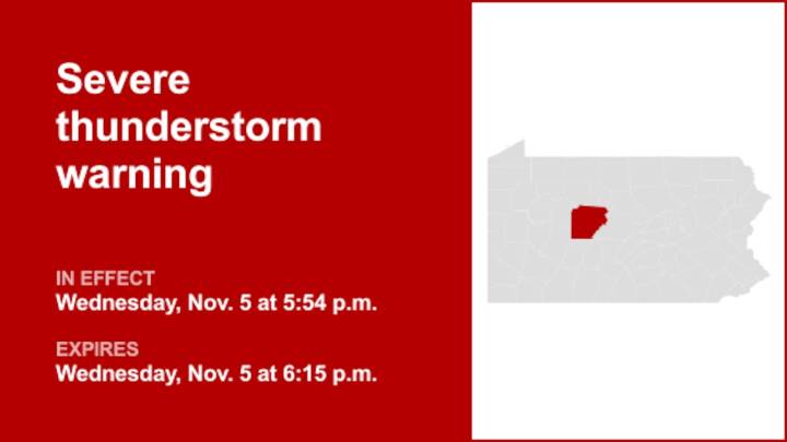 Thunderstorms with damaging winds in Clearfield County Wednesday