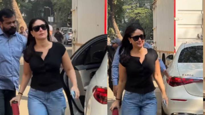 Kareena Kapoor Nails The No-Makeup Glow In Her Casual Black Tee And Flared Jeans