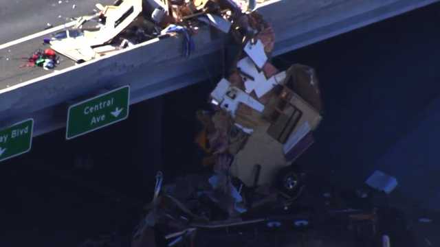 Truck falls off bridge in Albuquerque