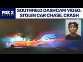 Southfield police video:  Armed stolen car suspect chase and crash