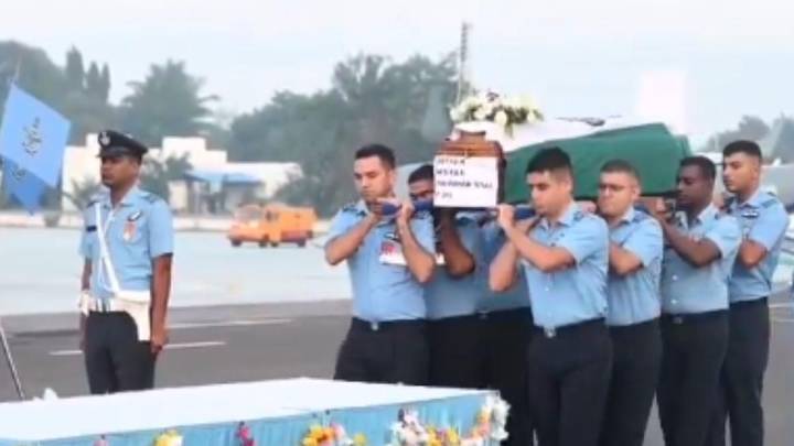 Mortal remains of Wing Commander Namansh Syal repatriated to Sulur Air Base in Tamil Nadu