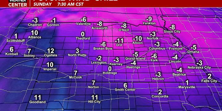 Stay cold the next couple of days with some below zero wind chills tomorrow morning; Snow showers possible tomorrow night into Monday
