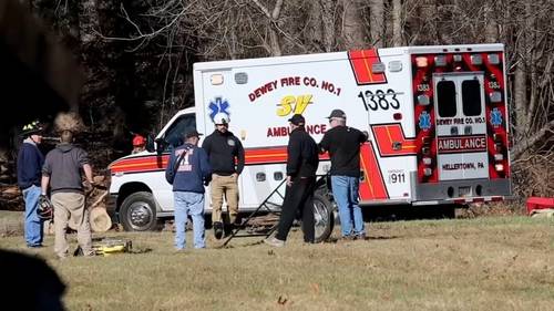 Crews rescue person pinned between two trees in Durham Township, Pennsylvania