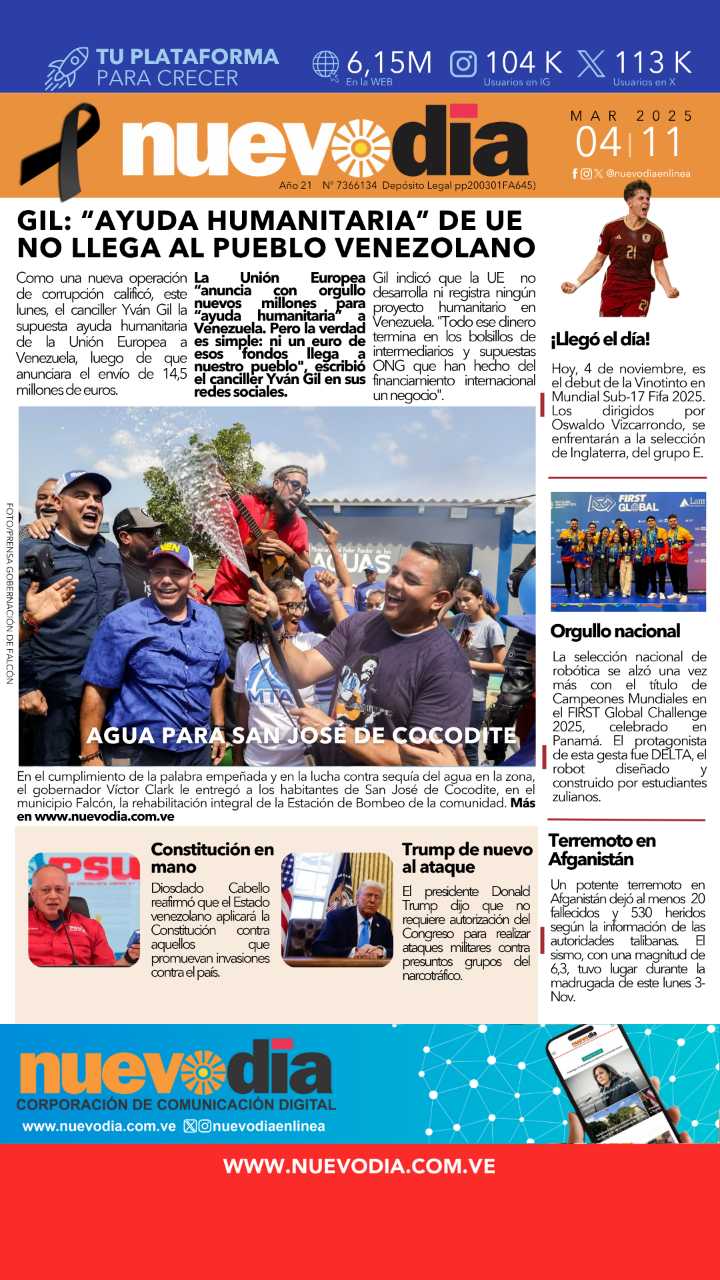 Portada martes 4 de noviembre de 2025