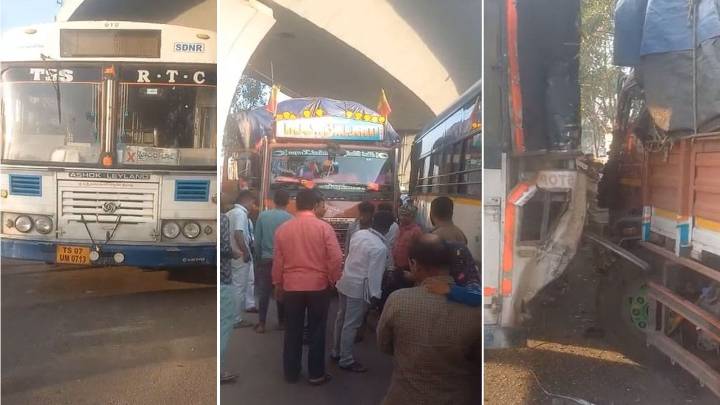 Another TSRTC Bus Accident At Aramghar: Passenger Are Safe