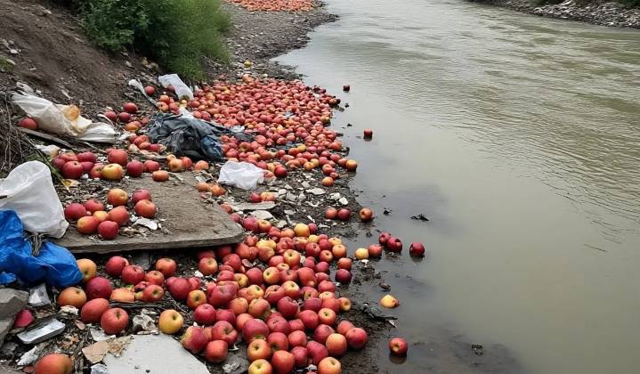 Shopian’s river Snagloo chokes under garbage, rotting apples
