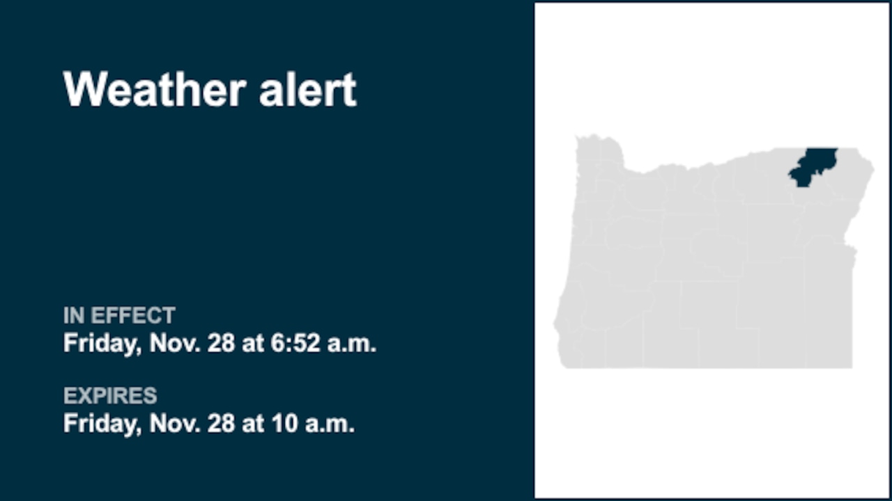 Weather alert affecting Northern Blue Mountains of Oregon until Friday morning